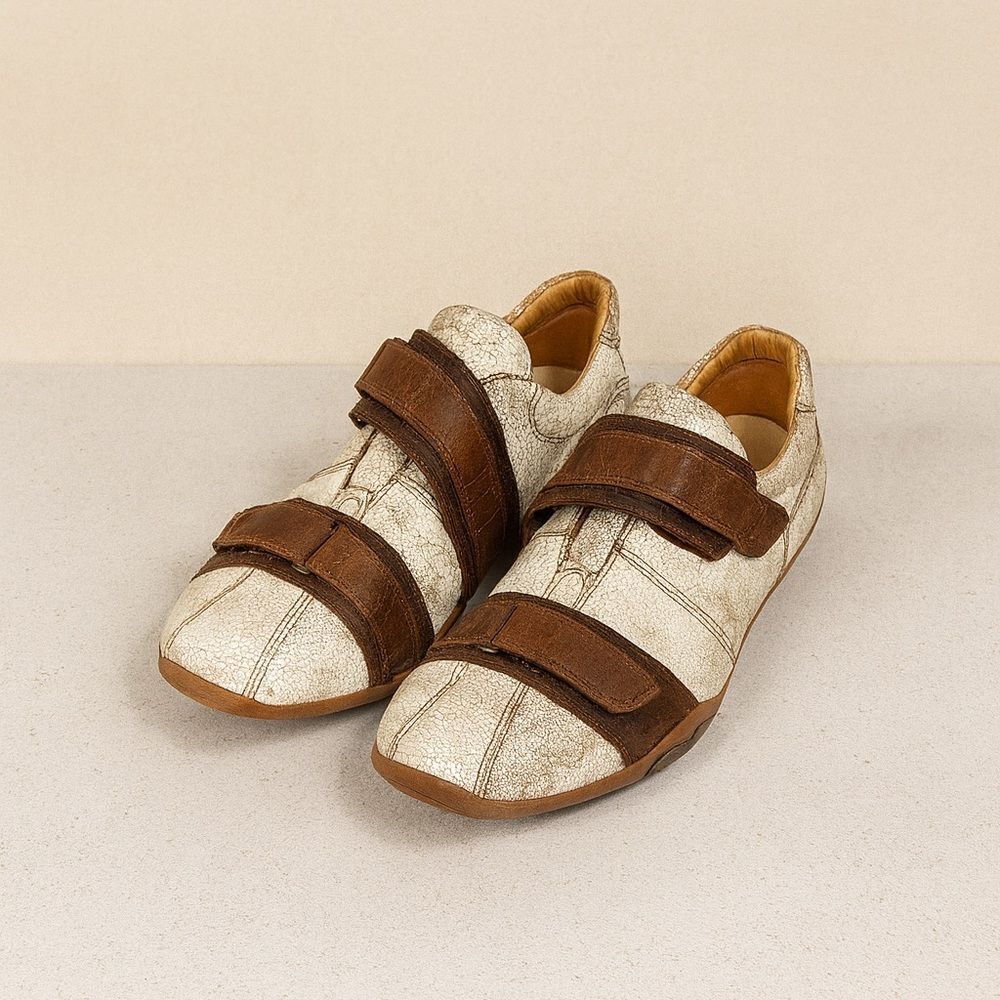 Pikolinos Distressed Leather Velcro Sneakers Brown White Comfort Shoes 8.5
